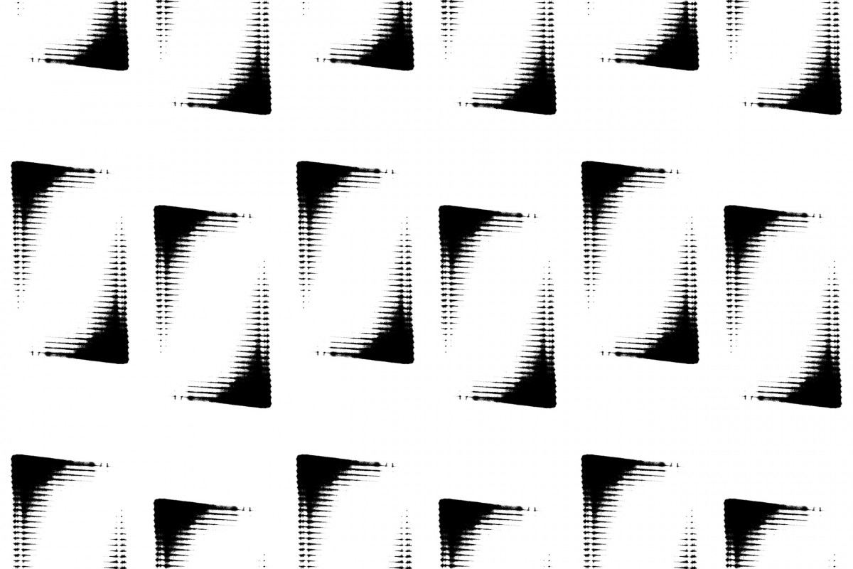 abstrakte schwarze Form als Muster auf weißem Grund